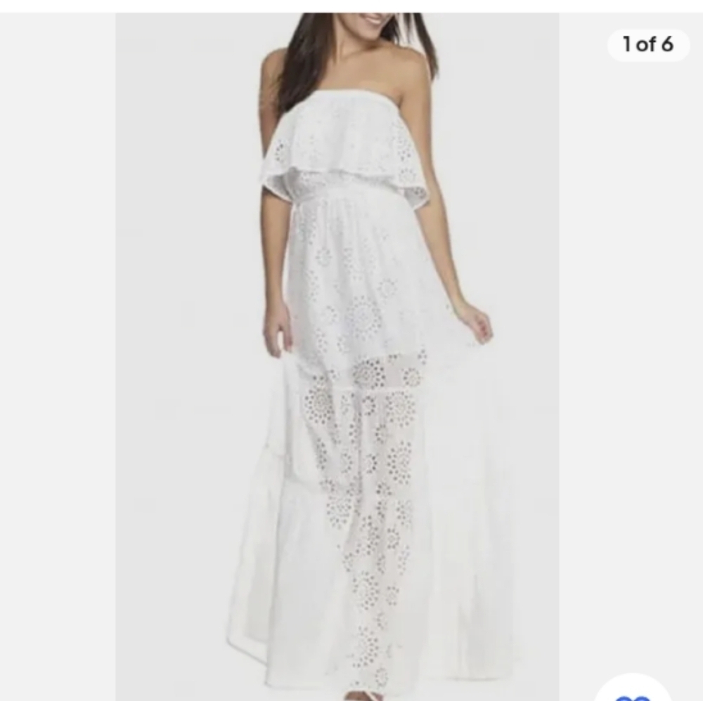 Michael Michael Kors White Eyelet Tiered Maxi Dress OX